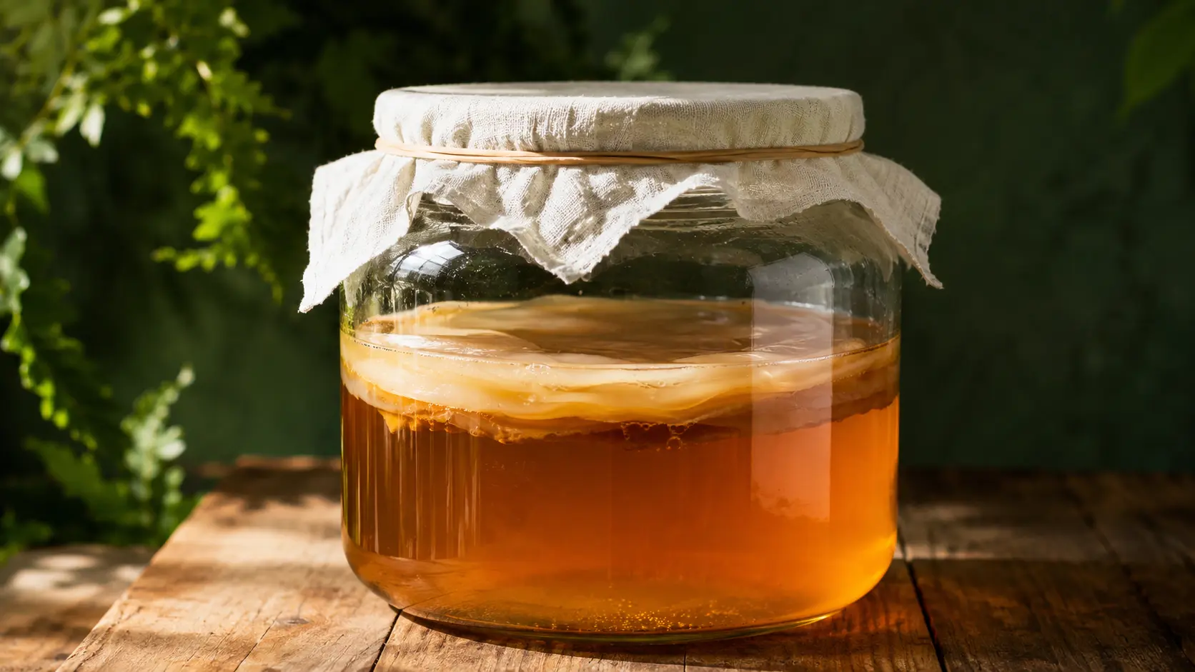 Kombucha first fermentation — SCOBY in fermentation vessel, KombuchaSG