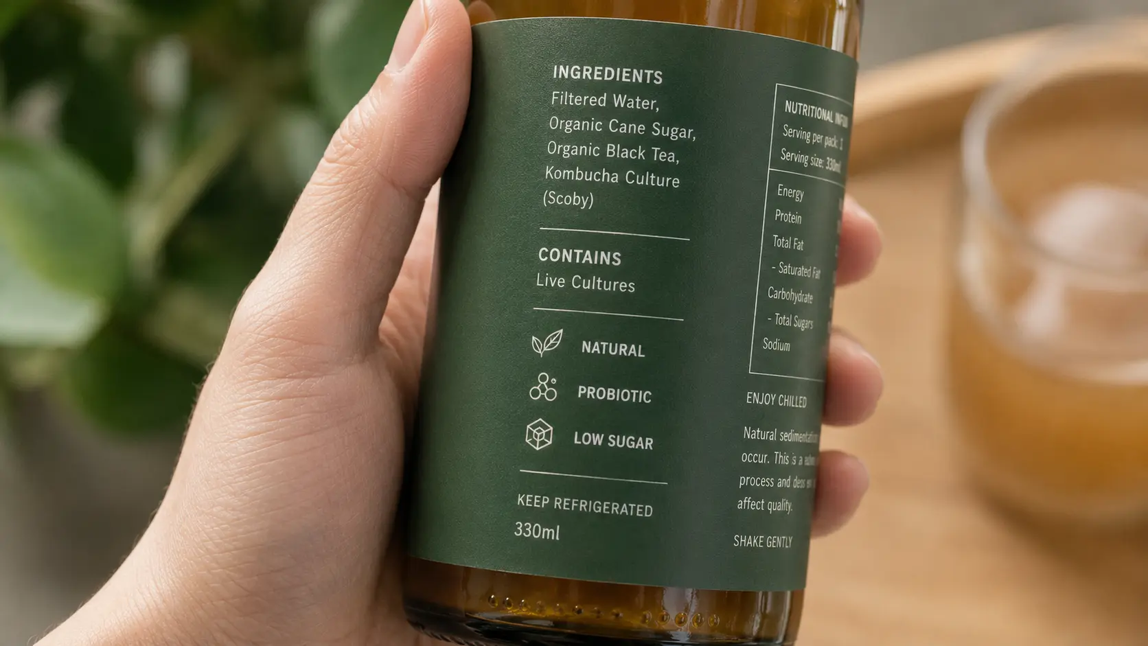 Reading a kombucha ingredient label — how to spot added carbonated water