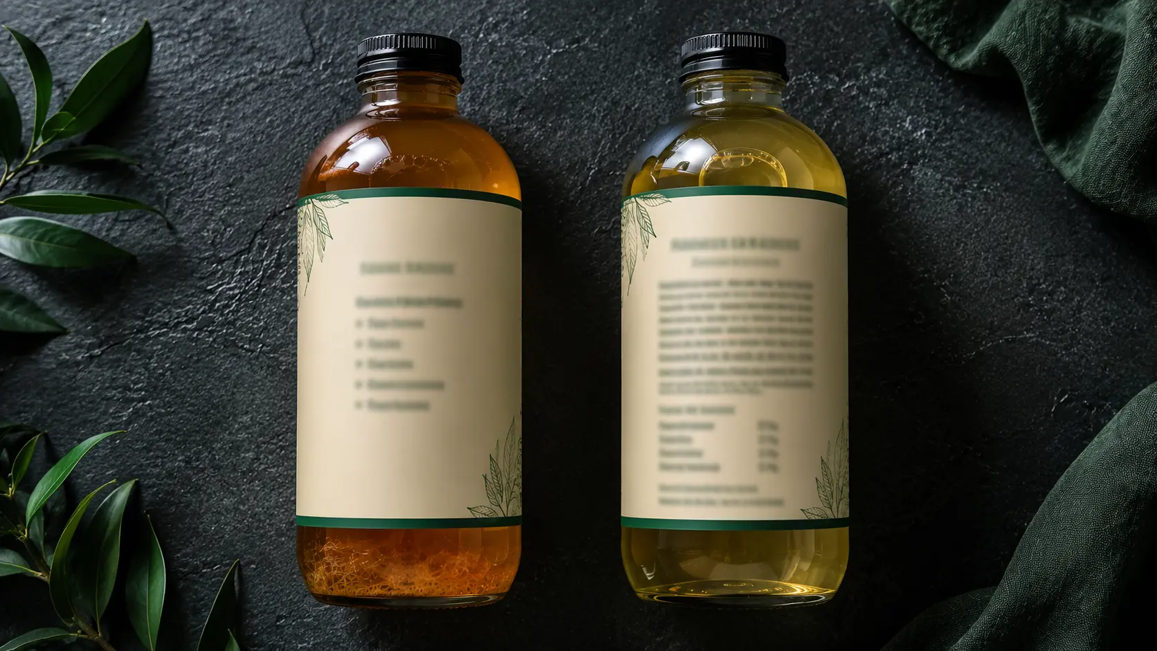 Comparing kombucha labels — authentic vs commercial ingredient lists, KombuchaSG