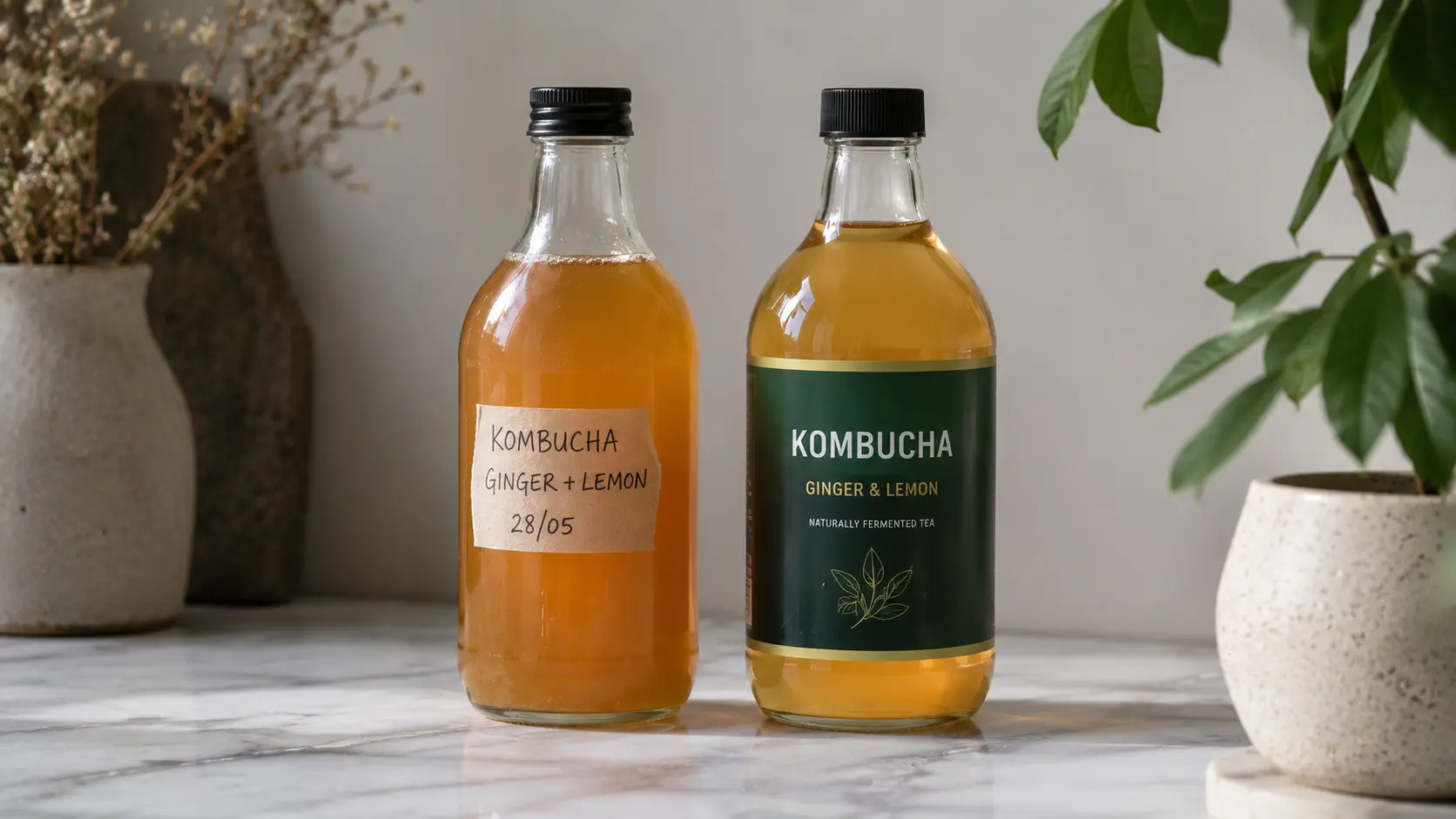 Small-batch craft kombucha vs commercial kombucha Singapore — label comparison